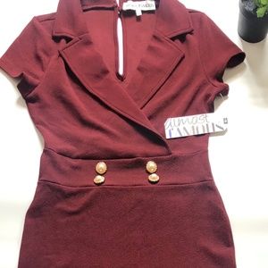 Burgundy & Cream detailed almost famous Dress